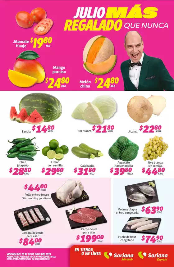 Catálogo Soriana Express en Sabinas (Coahuila) | Fin de Semana Mercado: BCS, Son y Sin | 2025-07-25T00:00:00.000Z - 2025-07-28T00:00:00.000Z
