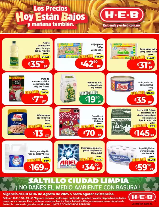 Catálogo HEB en Boca del Río | Excelente oferta para cazadores de gangas | 2025-08-01T00:00:00.000Z - 2025-08-04T00:00:00.000Z
