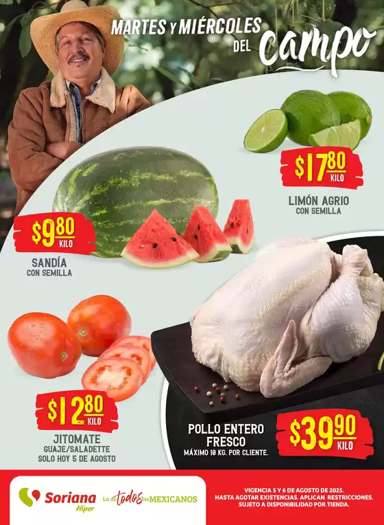 Catálogo Soriana Híper en Quilá (Sinaloa) | Martes y Miércoles del Campo Híper BCS, Son y Sin | 2025-08-06T00:00:00.000Z - 2025-08-06T00:00:00.000Z