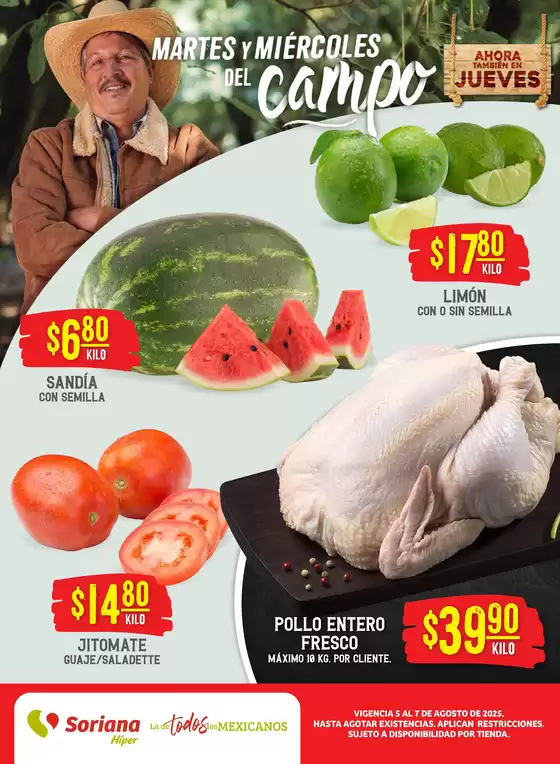 Catálogo Soriana Híper en Ciudad de Apizaco | Martes y Miércoles del Campo Híper: Saltillo | 2025-08-07T00:00:00.000Z - 2025-08-07T00:00:00.000Z