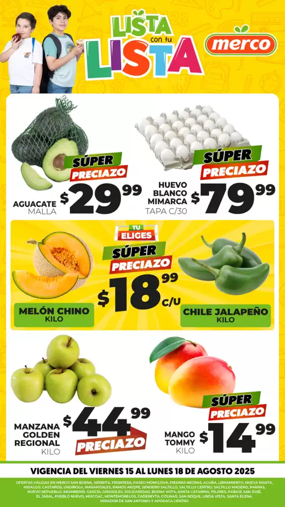Catálogo Merco en Ciudad de México | Frutas y verduras del 15 al 18 de Agosto | 2025-08-15T00:00:00.000Z - 2025-08-18T00:00:00.000Z