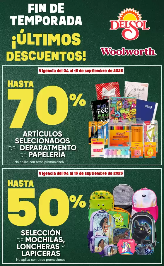 Catálogo Del Sol en Ixtapaluca | Fin de Temporada Escolar en tiendas Woolworth y Del Sol | 2025-09-04T00:00:00.000Z - 2025-09-15T00:00:00.000Z