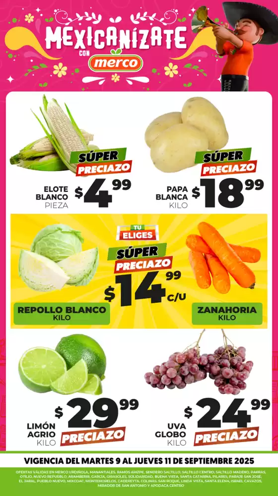 Catálogo Merco en Chimalhuacán | Frutas y verduras del 9 al 11 de Septiembre | 2025-09-09T00:00:00.000Z - 2025-09-11T00:00:00.000Z