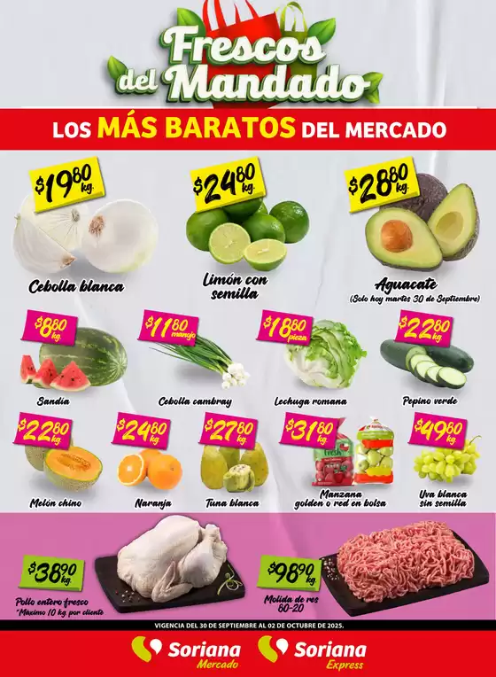 Catálogo Soriana Mercado en Tenabo | Frescos del Mandado Mercado: Saltillo | 2025-10-01T00:00:00.000Z - 2025-10-02T00:00:00.000Z