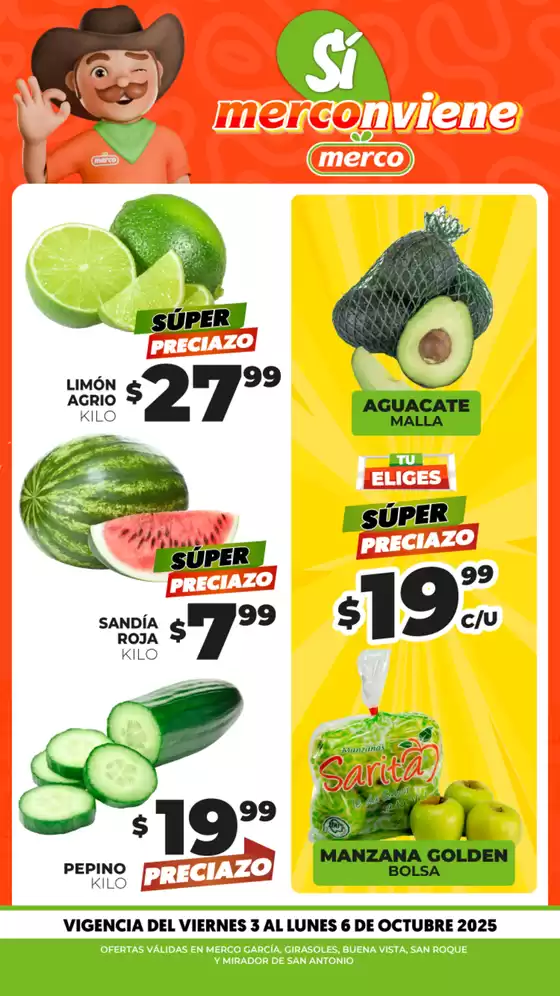Catálogo Merco en Trinidad Zaachila | Frutas y verduras del 3 al 6 de Octubre - ENFOQUE | 2025-10-03T00:00:00.000Z - 2025-10-06T00:00:00.000Z