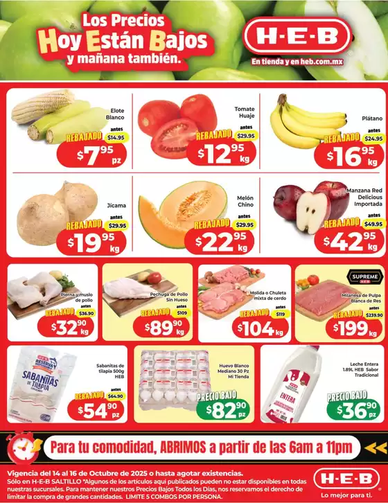 Catálogo HEB en San Jerónimo Chicahualco | Grandes descuentos en productos seleccionados | 2025-10-14T00:00:00.000Z - 2025-10-16T00:00:00.000Z