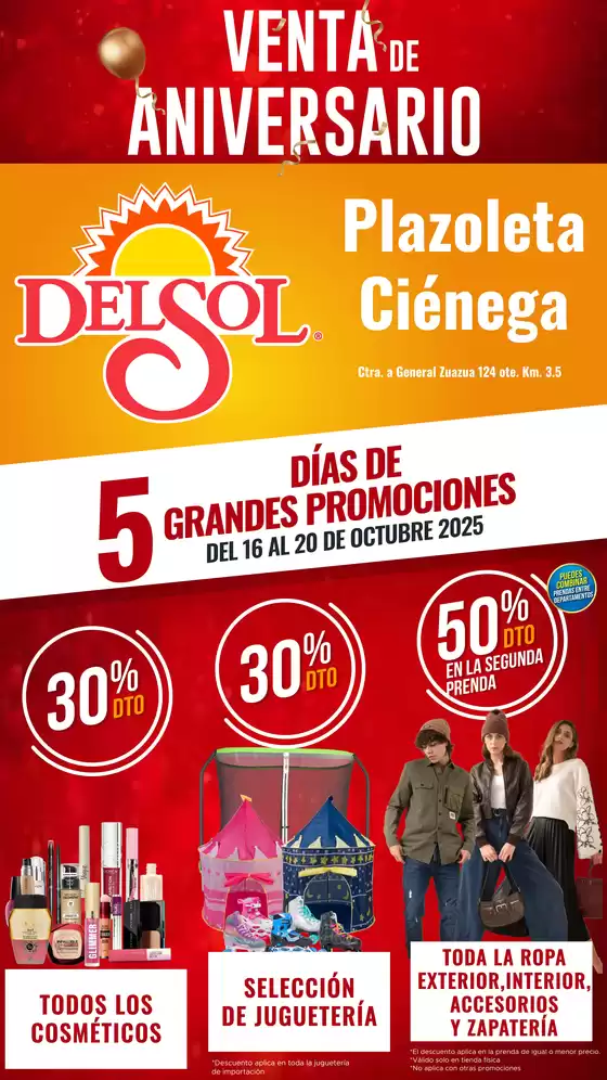 Catálogo Del Sol en Tuxtla Gutiérrez | ¡Cumplimos un año y lo celebramos en Del Sol Ciénega! | 2025-10-16T00:00:00.000Z - 2025-10-20T00:00:00.000Z