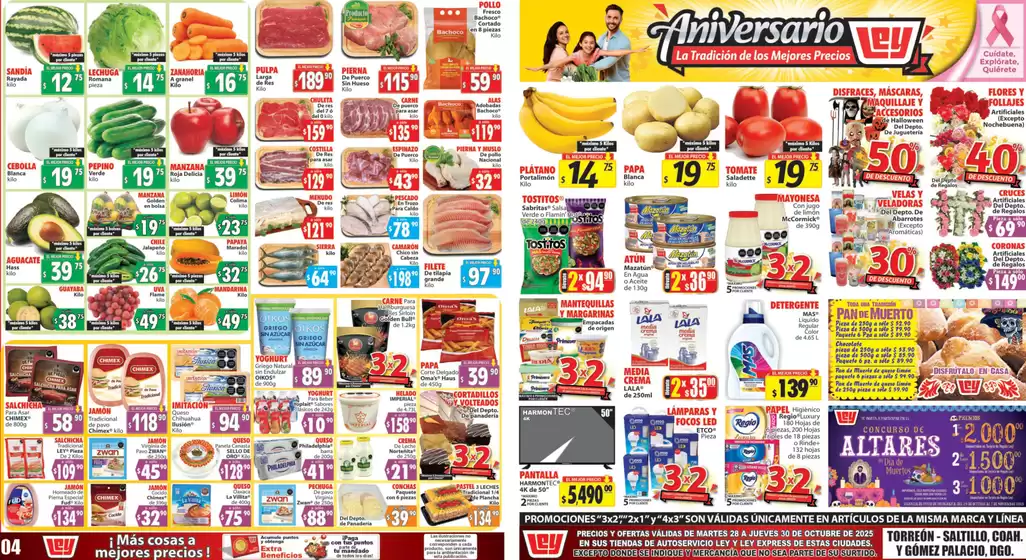 Catálogo Casa Ley en Torreón | Ofertas principales y descuentos | 2025-10-28T00:00:00.000Z - 2025-10-30T00:00:00.000Z