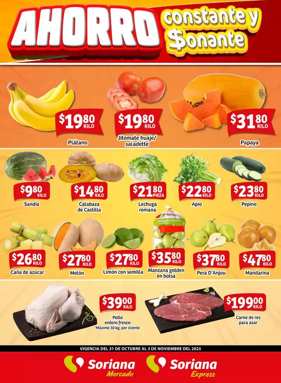 Catálogo Soriana Express en Cuautitlán Izcalli | Fin de Semana Mercado: Coah, Chih y Dur | 2025-10-31T00:00:00.000Z - 2025-11-03T00:00:00.000Z