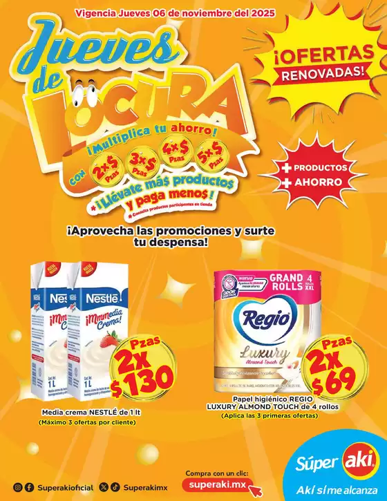 Catálogo Aki Gran Mayoreo en Acapulco de Juárez | Jueves de locura | 2025-11-06T00:00:00.000Z - 2025-11-06T00:00:00.000Z