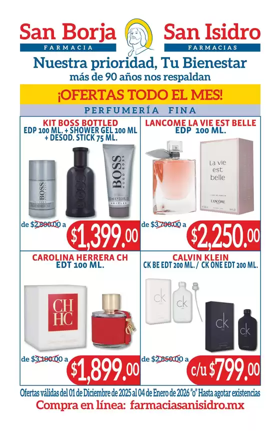 Catálogo Farmacias San Isidro y San Borja en Atotonilco el Alto | Mensual diciembre 2025 | 2025-12-01T00:00:00.000Z - 2026-01-04T00:00:00.000Z