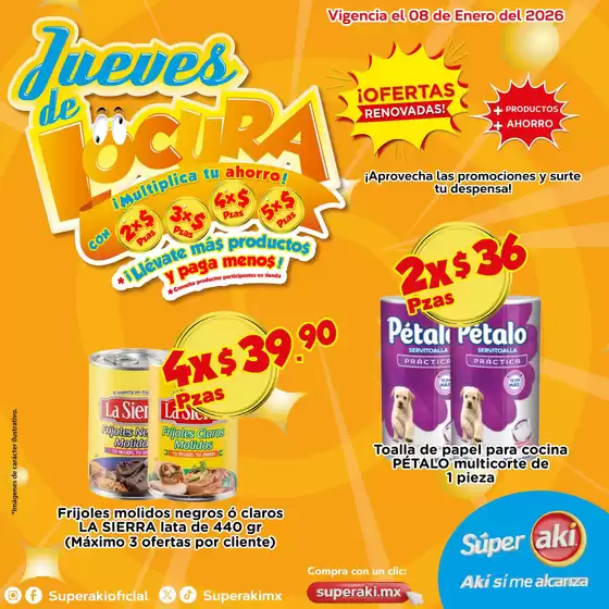 Catálogo Súper Aki en Ensenada (Baja California) | Ofertas para cazadores de gangas | 2026-01-08T00:00:00.000Z - 2026-01-08T00:00:00.000Z