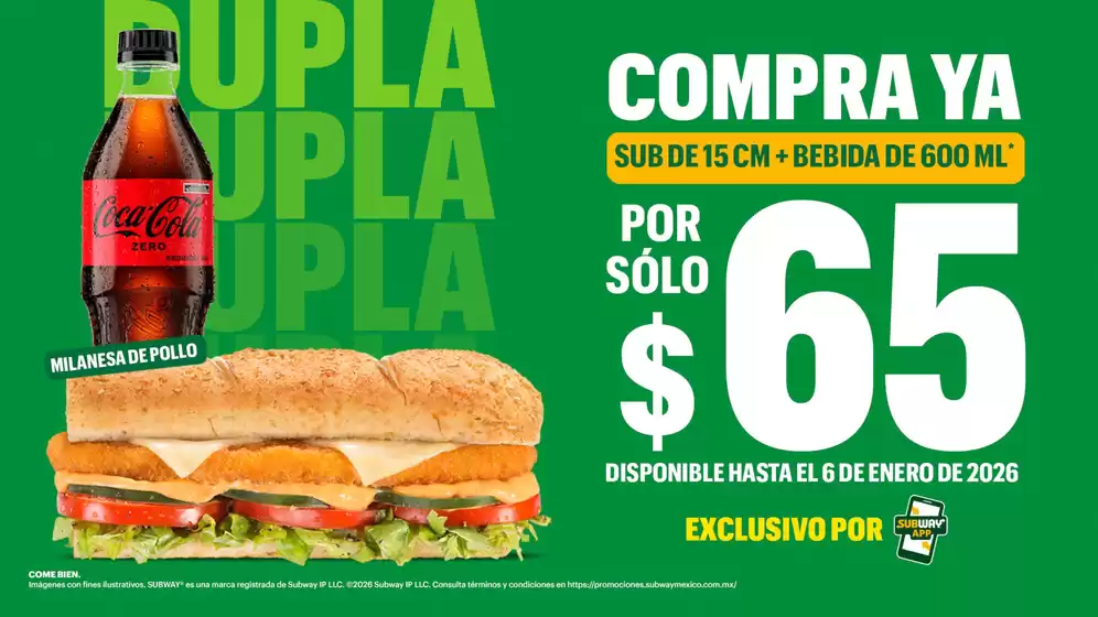 Catálogo Subway en Naucalpan (México) | Promos | 2026-01-13T00:00:00.000Z - 2026-01-31T00:00:00.000Z
