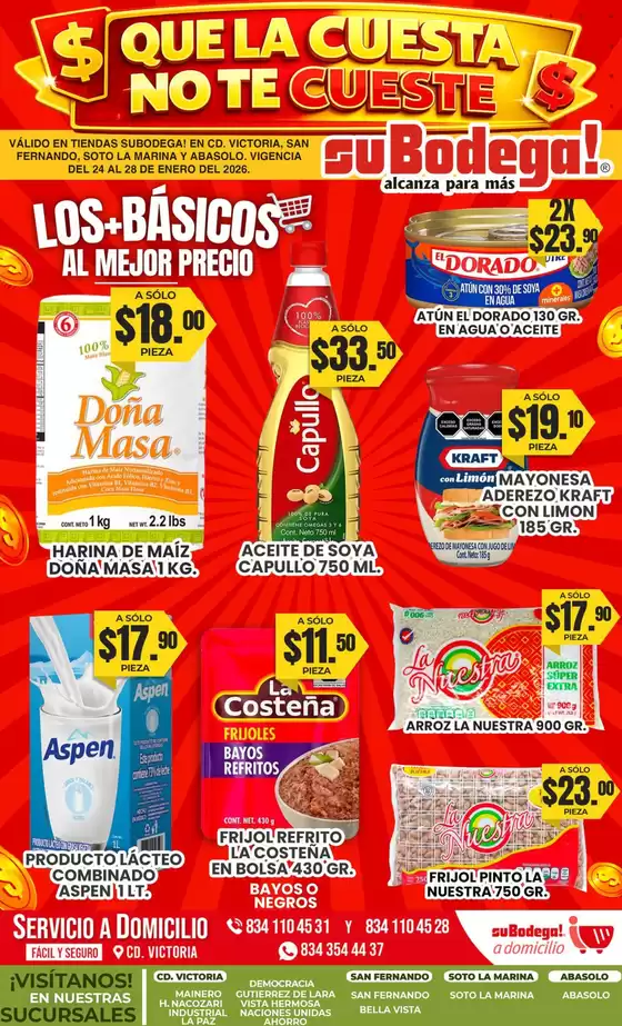 Catálogo SuBodega en Pachuca de Soto | Ofertas principales y descuentos | 2026-01-24T00:00:00.000Z - 2026-01-28T00:00:00.000Z
