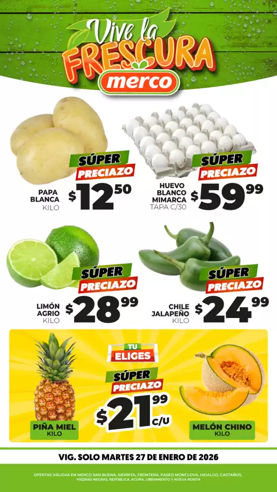 Catálogo Merco en Pachuca de Soto | Frutas y Verduras 27 de Enero | 2026-01-27T00:00:00.000Z - 2026-01-27T00:00:00.000Z
