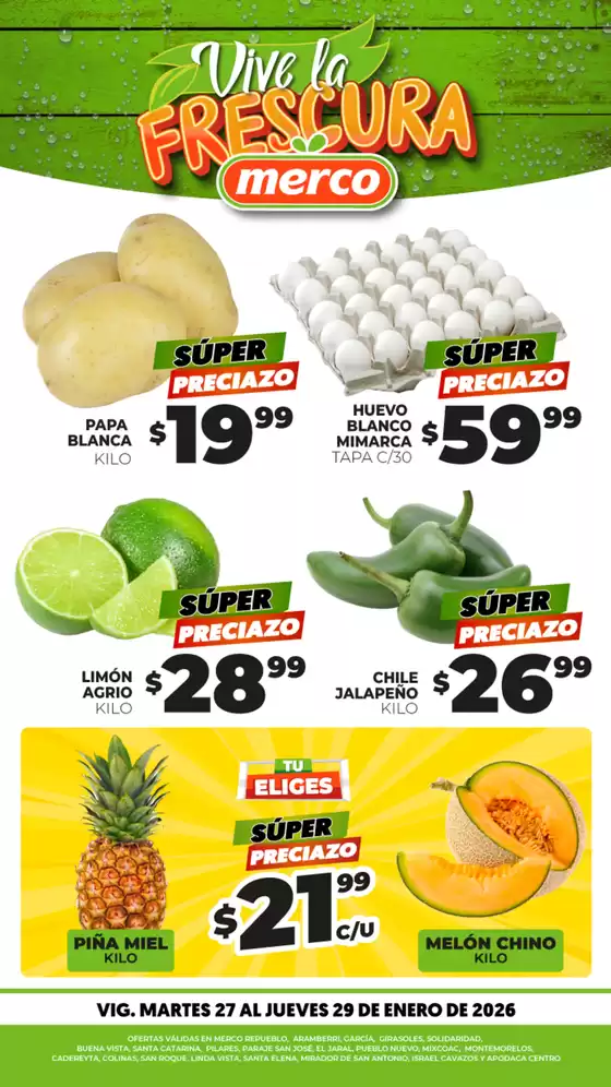 Catálogo Merco en Pachuca de Soto | Frutas y Verduras 27 al 29 de Enero | 2026-01-27T00:00:00.000Z - 2026-01-29T00:00:00.000Z