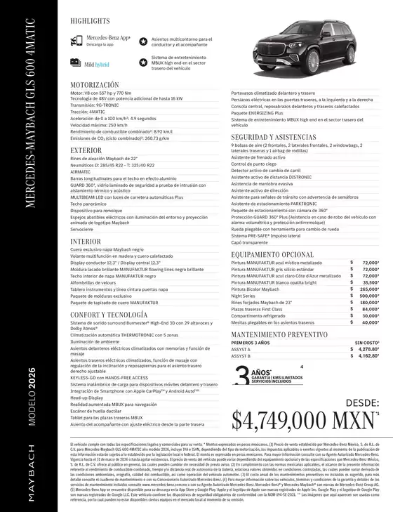 Catálogo Mercedes-Benz en Venustiano Carranza | MERCEDES-Maybach-GLS-600 | 2026-01-29T00:00:00.000Z - 2027-06-30T00:00:00.000Z