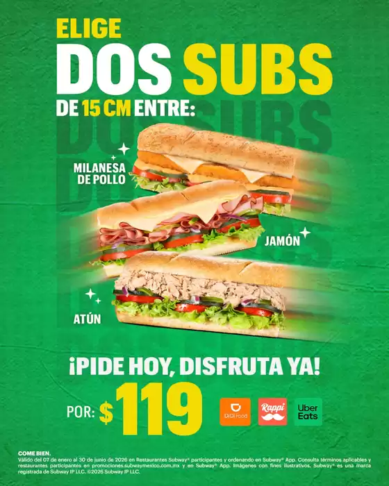 Catálogo Subway en Huixquilucan de Degollado | Promo | 2026-02-20T00:00:00.000Z - 2026-06-30T00:00:00.000Z