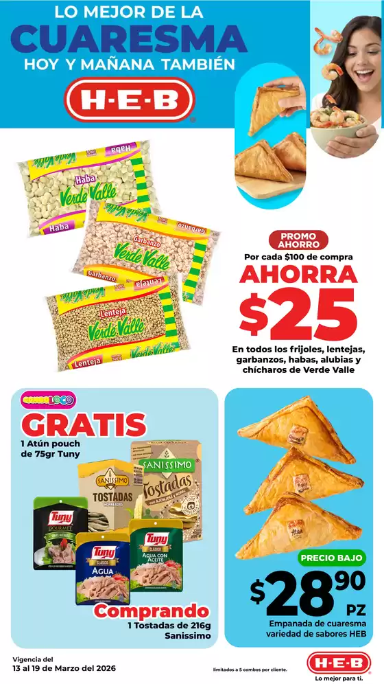 Catálogo HEB en San Lucas Ojitlán | Lo mejor de la Cuaresma Hoy y mañana tambien | 2026-03-13T00:00:00.000Z - 2026-03-19T00:00:00.000Z