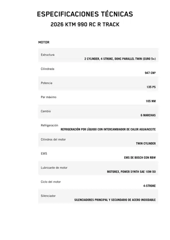 Catálogo KTM en Hermosillo | 2026 ktm 990 rc rtrack | 2026-01-01T00:00:00.000Z - 2026-12-31T00:00:00.000Z