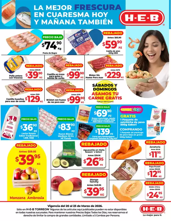 Catálogo HEB en Cuauhtémoc (CDMX) | La mejor Frescura en Cuaresma Hoy y mañana también | 2026-03-20T00:00:00.000Z - 2026-03-23T00:00:00.000Z