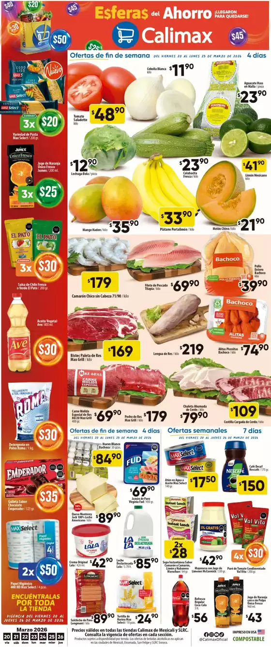 Catálogo Calimax en Pabellón de Arteaga | Ofertas principales para todos los clientes | 2026-03-20T00:00:00.000Z - 2026-03-26T00:00:00.000Z