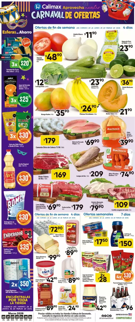 Catálogo Calimax en Pabellón de Arteaga | Grandes descuentos en productos seleccionados | 2026-03-20T00:00:00.000Z - 2026-03-26T00:00:00.000Z