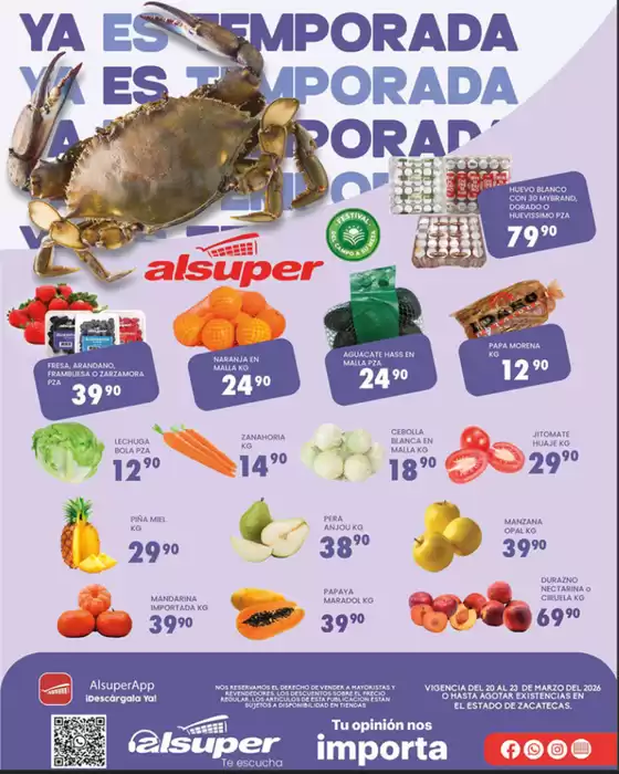Catálogo Alsuper en Pabellón de Arteaga | Alsuper Zacatecas | 2026-03-20T00:00:00.000Z - 2026-03-23T00:00:00.000Z
