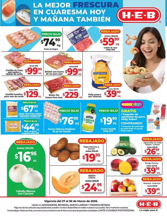 Catálogo HEB en Tecámac de Felipe Villanueva | La mejor Frescura en Cuaresma Hoy y mañana también | 2026-03-27T00:00:00.000Z - 2026-03-30T00:00:00.000Z