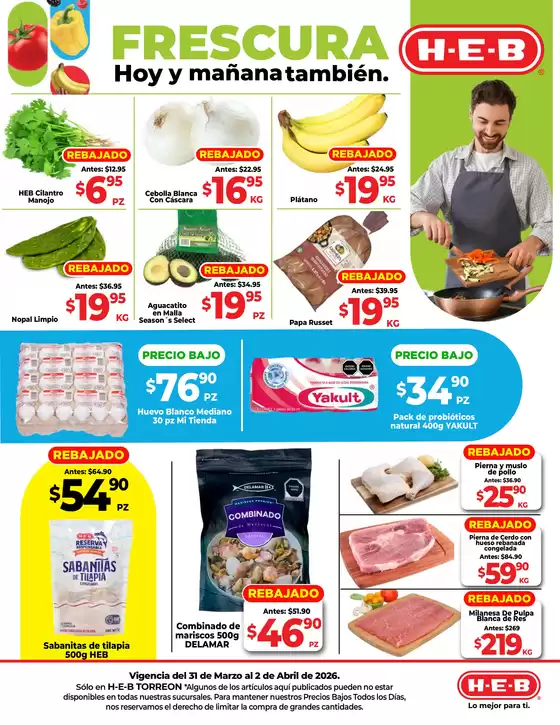 Catálogo HEB en Cosamaloapan | Frescura Hoy y mañana también | 2026-03-31T00:00:00.000Z - 2026-04-02T00:00:00.000Z