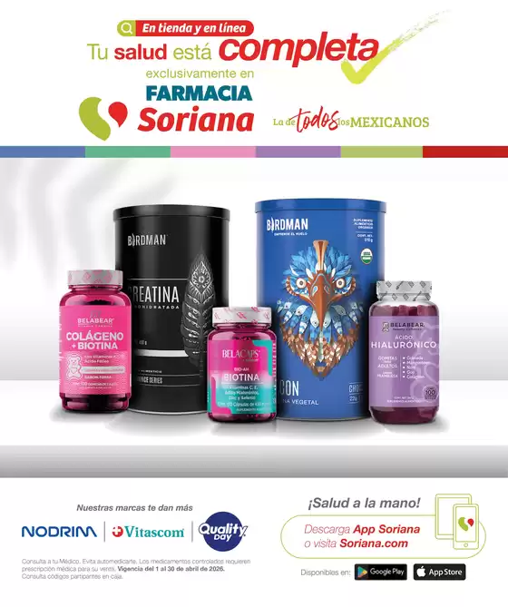 Catálogo Soriana Híper en Playas de Rosarito | FOLLETOFARMACIA ABRIL 2026 | 2026-04-01T00:00:00.000Z - 2026-04-30T00:00:00.000Z