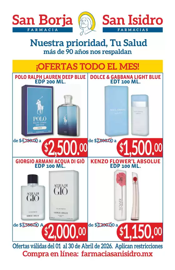 Catálogo Farmacias San Isidro y San Borja en San Martín Azcatepec | P mensual abril 2026 | 2026-04-01T00:00:00.000Z - 2026-04-30T00:00:00.000Z
