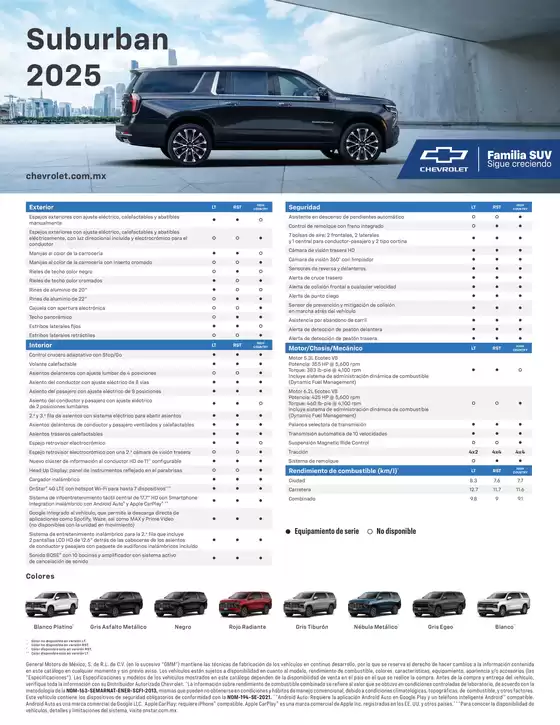 Catálogo Chevrolet en Guanajuato | Ficha tecnica suburban 2025 | 2026-04-17T00:00:00.000Z - 2026-05-01T00:00:00.000Z