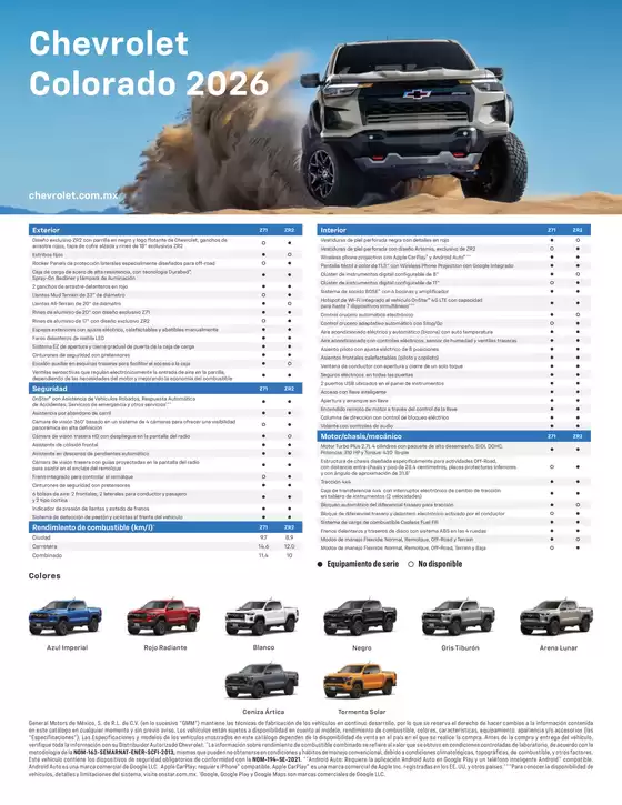 Catálogo Chevrolet en Guanajuato | 2026 colorado ficha tecnica | 2026-04-17T00:00:00.000Z - 2026-05-01T00:00:00.000Z