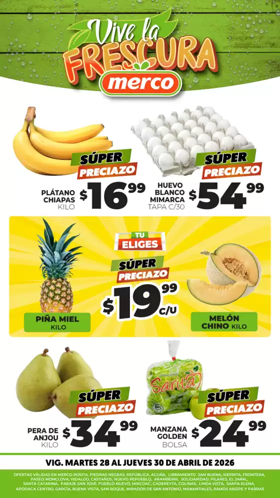 Catálogo Merco en Huaquechula | Frutas y Verduras 28 al 30 de Abril | 2026-04-28T00:00:00.000Z - 2026-04-30T00:00:00.000Z