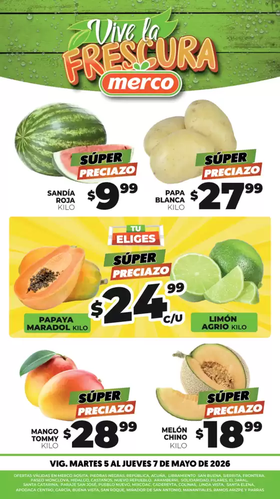 Catálogo Merco en Xochitepec | Frutas y Verduras 5 al 7 de Mayo | 2026-05-05T00:00:00.000Z - 2026-05-07T00:00:00.000Z