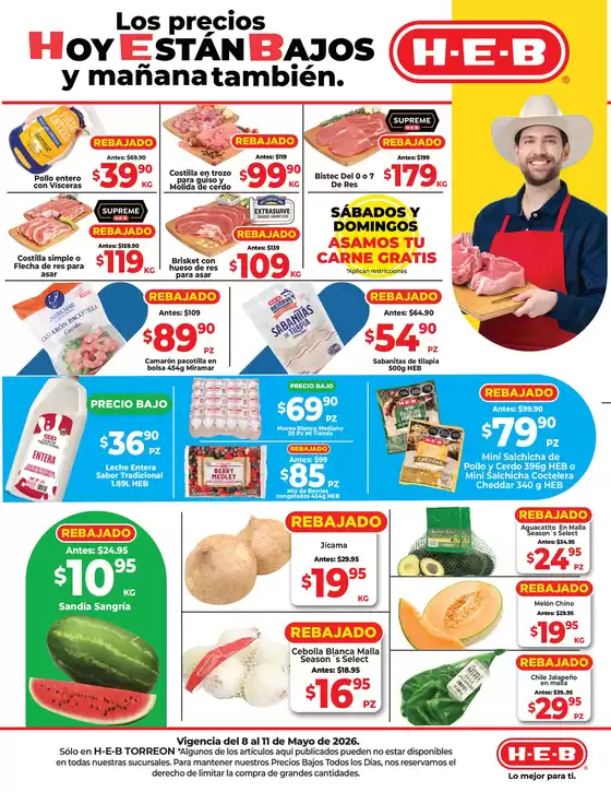 Catálogo HEB en Tepoztlán | Hoy los precios están bajos y mañana también | 2026-05-08T00:00:00.000Z - 2026-05-11T00:00:00.000Z