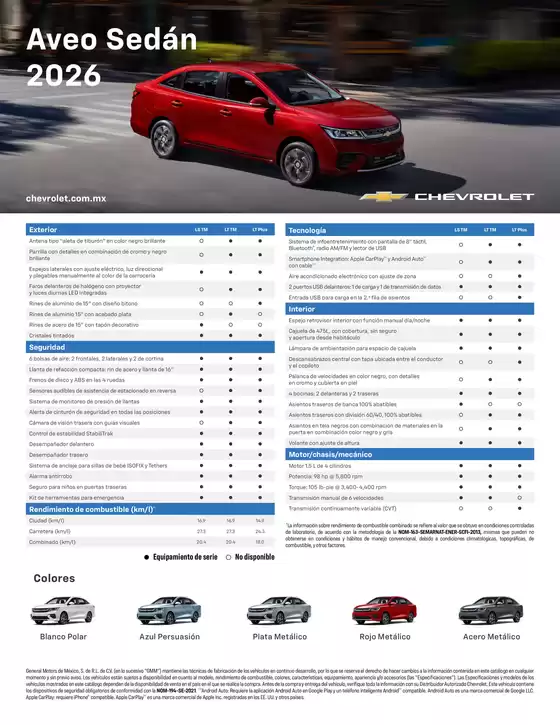 Catálogo Chevrolet en León | Ficha Tecnica Aveo Sedan 2026 | 2026-01-01T00:00:00.000Z - 2026-12-31T00:00:00.000Z