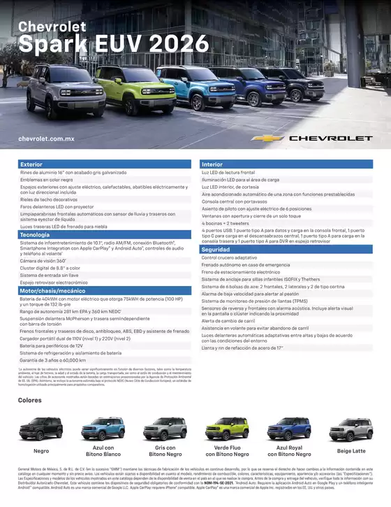 Catálogo Chevrolet en León | Ficha tecnica spark euv 2026 v2 | 2026-05-12T00:00:00.000Z - 2026-05-26T00:00:00.000Z