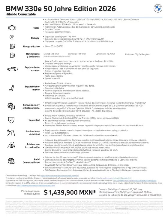 Catálogo BMW en Saltillo | Ficha TC3A9cnica BMW 330e 50 Jahre Edition 2026.pdf.coredownload | 2026-01-01T00:00:00.000Z - 2026-12-31T00:00:00.000Z