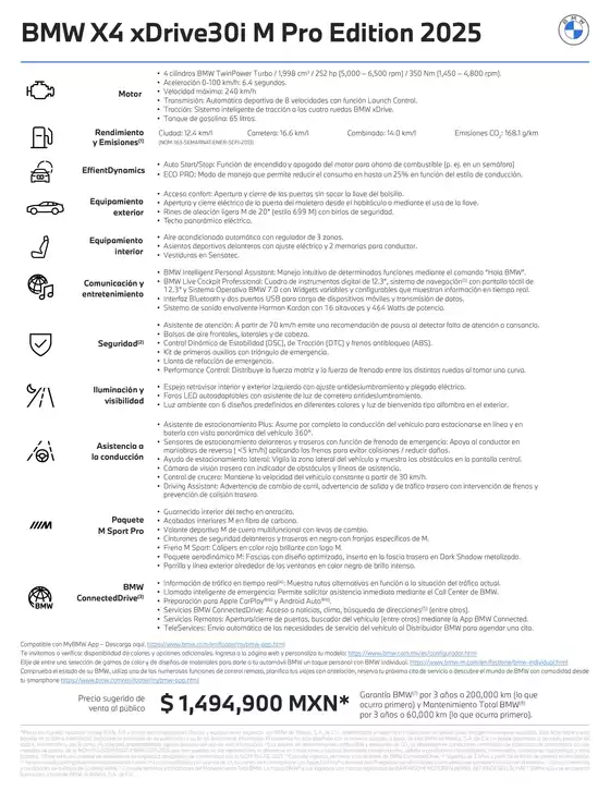 Catálogo BMW en Saltillo | Ficha TC3A9cnica BMW X4 xDrive30i M Pro Edition 2025.pdf.coredownload | 2026-01-01T00:00:00.000Z - 2026-12-31T00:00:00.000Z