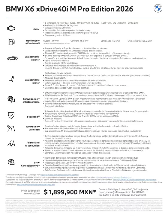 Catálogo BMW en Saltillo | Ficha TC3A9cnica BMW X6 xDrive40i M Pro Edition 2026.pdf.coredownload | 2026-01-01T00:00:00.000Z - 2026-12-31T00:00:00.000Z