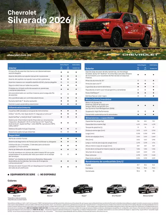 Catálogo Chevrolet en Playa del Carmen | Ficha Tecnica Silverado 2026 | 2026-05-27T00:00:00.000Z - 2026-06-10T00:00:00.000Z