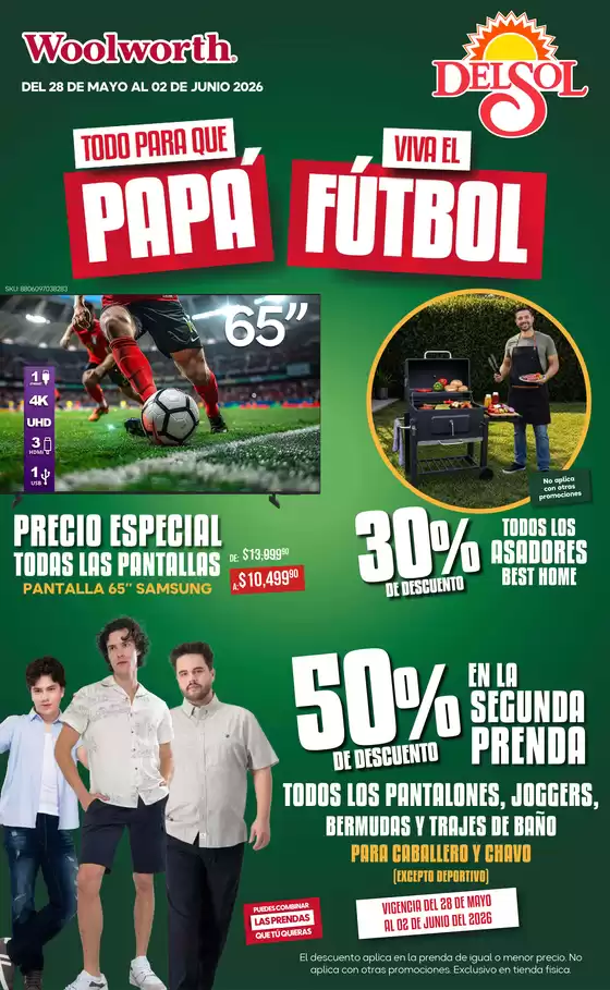 Catálogo Del Sol | Todo para que Papá viva el fútbol en Tiendas Del Sol y Woolworth | 2026-05-28T00:00:00.000Z - 2026-06-02T00:00:00.000Z