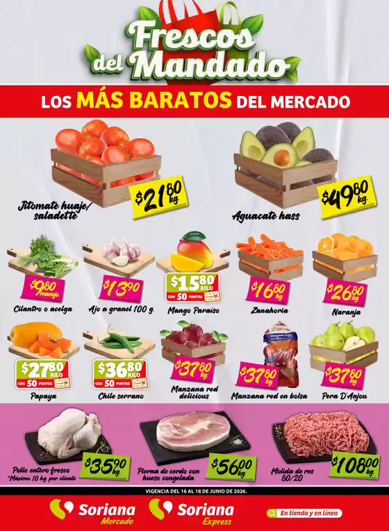 Catálogo Soriana Mercado en San Pedro Totoltepec | Excelente oferta para todos los clientes | 2026-06-16T00:00:00.000Z - 2026-06-18T00:00:00.000Z