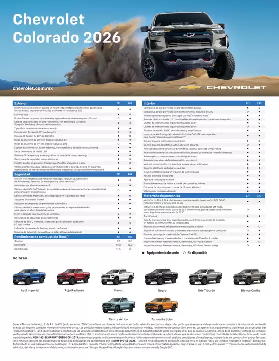 Catálogo Chevrolet | 2026 colorado ficha tecnica v2 | 2026-07-06T00:00:00.000Z - 2026-07-20T00:00:00.000Z