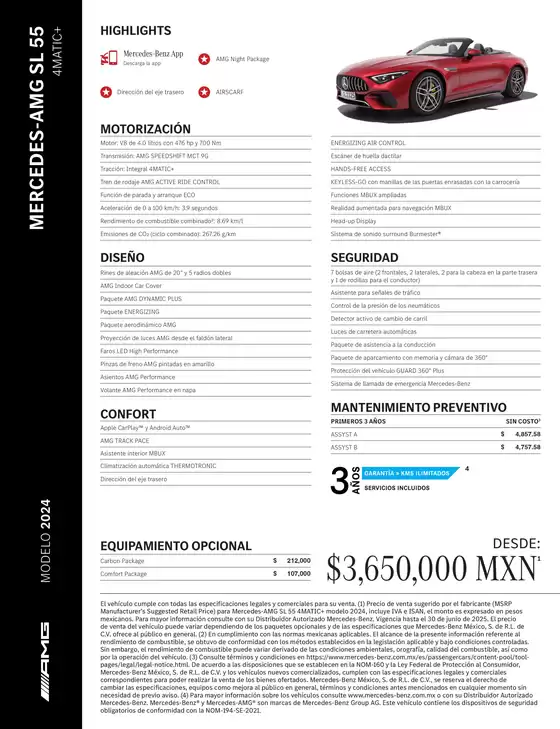 Catálogo Mercedes-Benz en Ciudad de México | Mercedes AMG SL 55 4MATIC | 2026-07-06T00:00:00.000Z - 2026-07-20T00:00:00.000Z