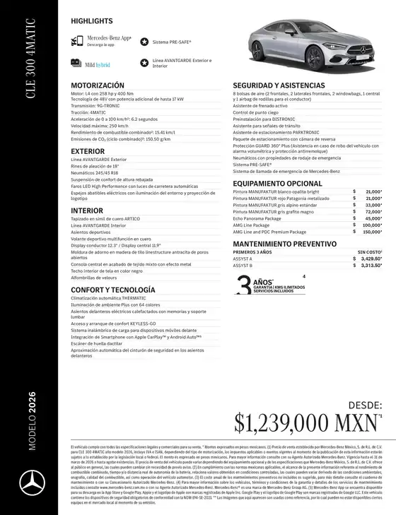 Catálogo Mercedes-Benz en Ayapango de Gabriel Ramos M. | CLE 300 4MATIC | 2026-01-01T00:00:00.000Z - 2026-12-31T00:00:00.000Z