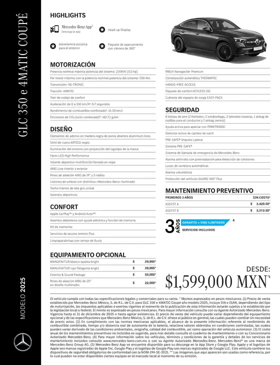 Catálogo Mercedes-Benz en Ciudad de México | GLC 350 e 4MATIC Coupe | 2026-07-06T00:00:00.000Z - 2026-07-20T00:00:00.000Z