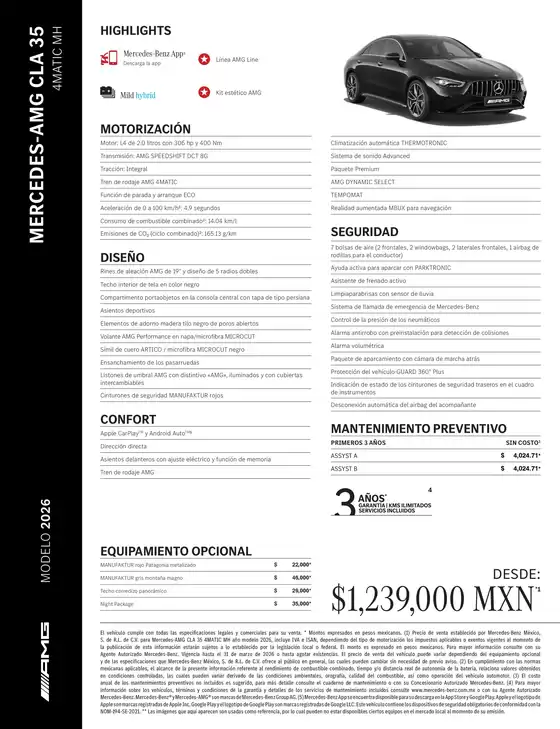 Catálogo Mercedes-Benz | Mercedes AMG CLA 35 4MATIC MH | 2026-07-06T00:00:00.000Z - 2026-07-20T00:00:00.000Z